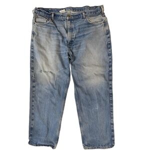 Vintage Carhartt Jeans B160 DST Denim Work Men's 40x30 Faded Distressed Workwear